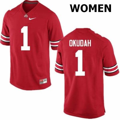 Women's Ohio State Buckeyes #1 Jeffrey Okudah Red Nike NCAA College Football Jersey Anti-slip QPY0444BO